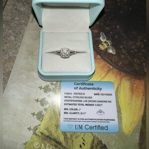 Sterling silver lab grown diamond ring